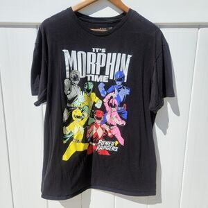 Power Ranger Black Tee with Colorful Graphics Size L